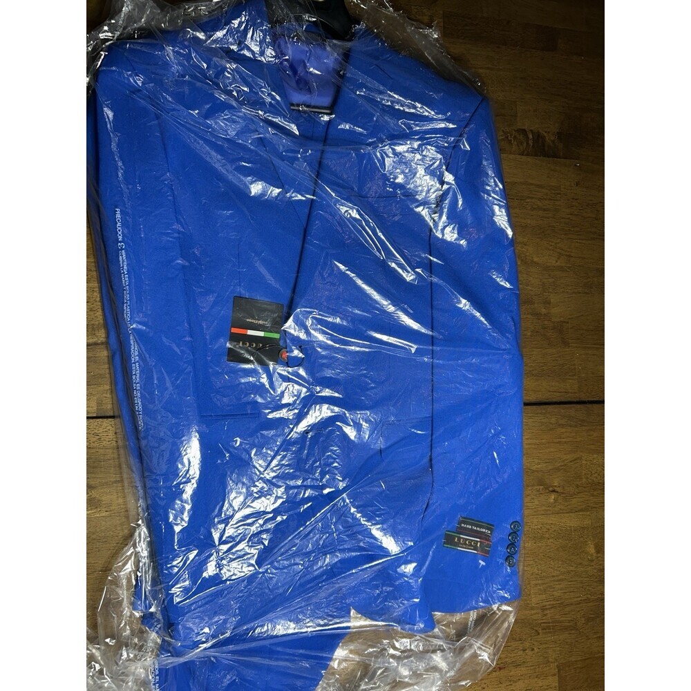 Lucci Suit NWT Sz 48L. Royal Blue, Pants Are 42x 48 Unhemed. Made In Italy - Picture 11 of 13